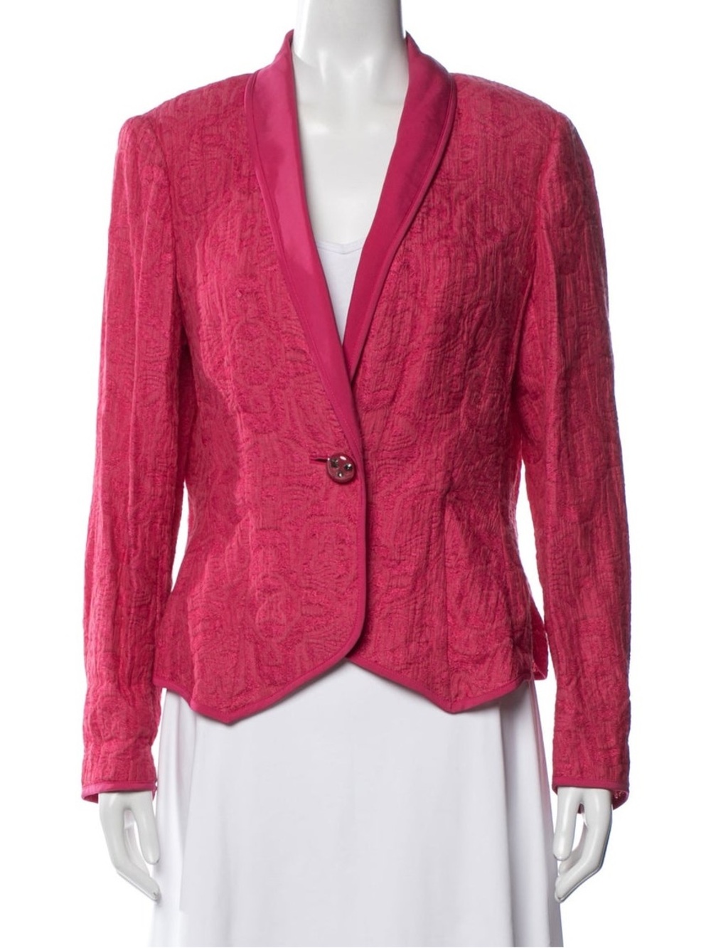 Escada Pink Gauze Patterned Muslin Like One Button Blazer Jacket
